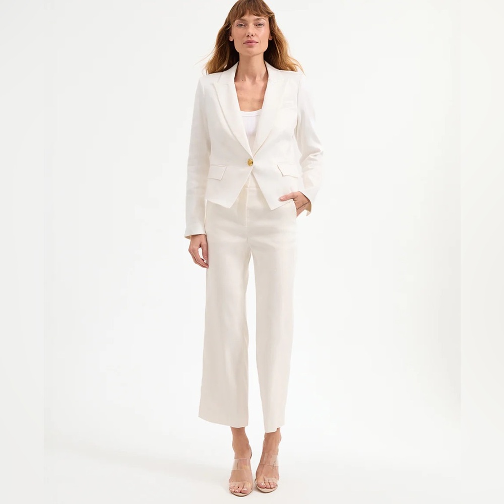 Veronica beard Aubrie pant nwt 14 off white linen $398 trouser high rise nwt